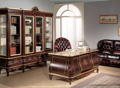 Klassische Büro Einrichtung Schreibtisch Bücherregal 4 tlg Holzmöbel